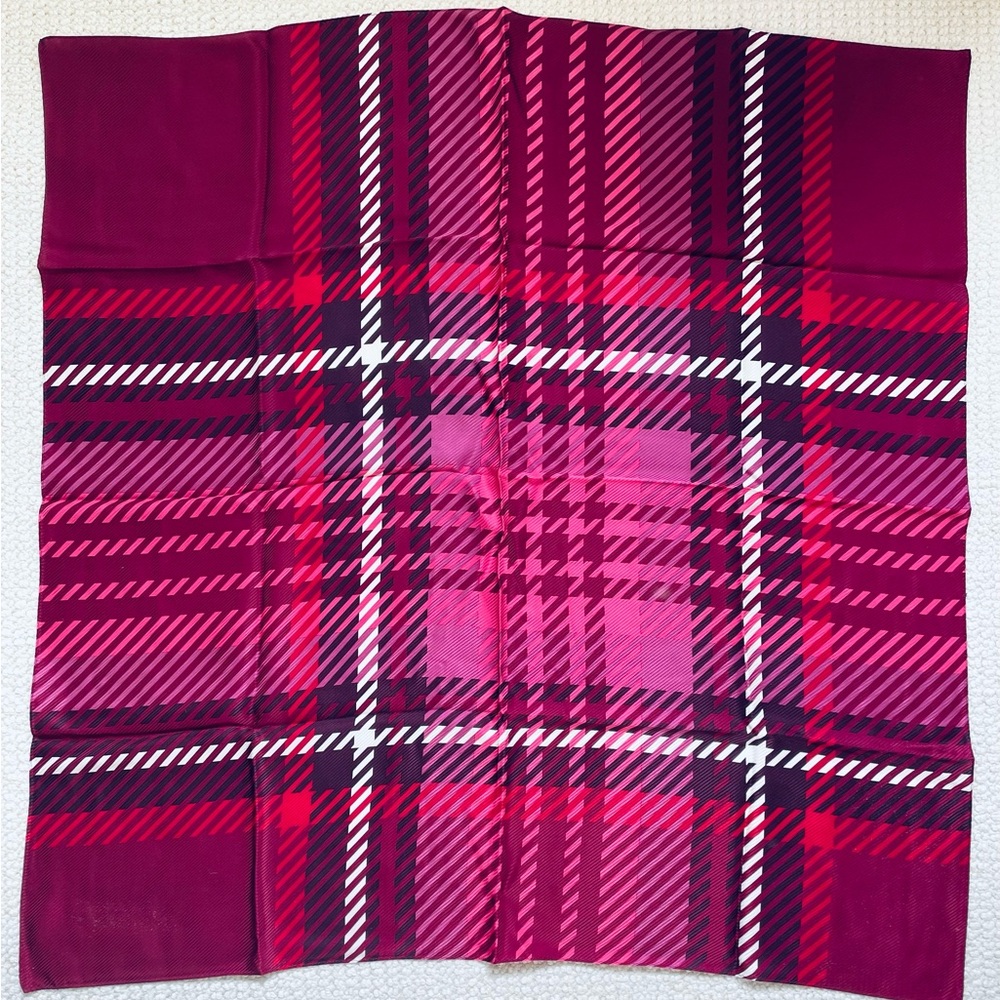 💖 Pink & purple plaid silk — classic Talbots vibes with a twist